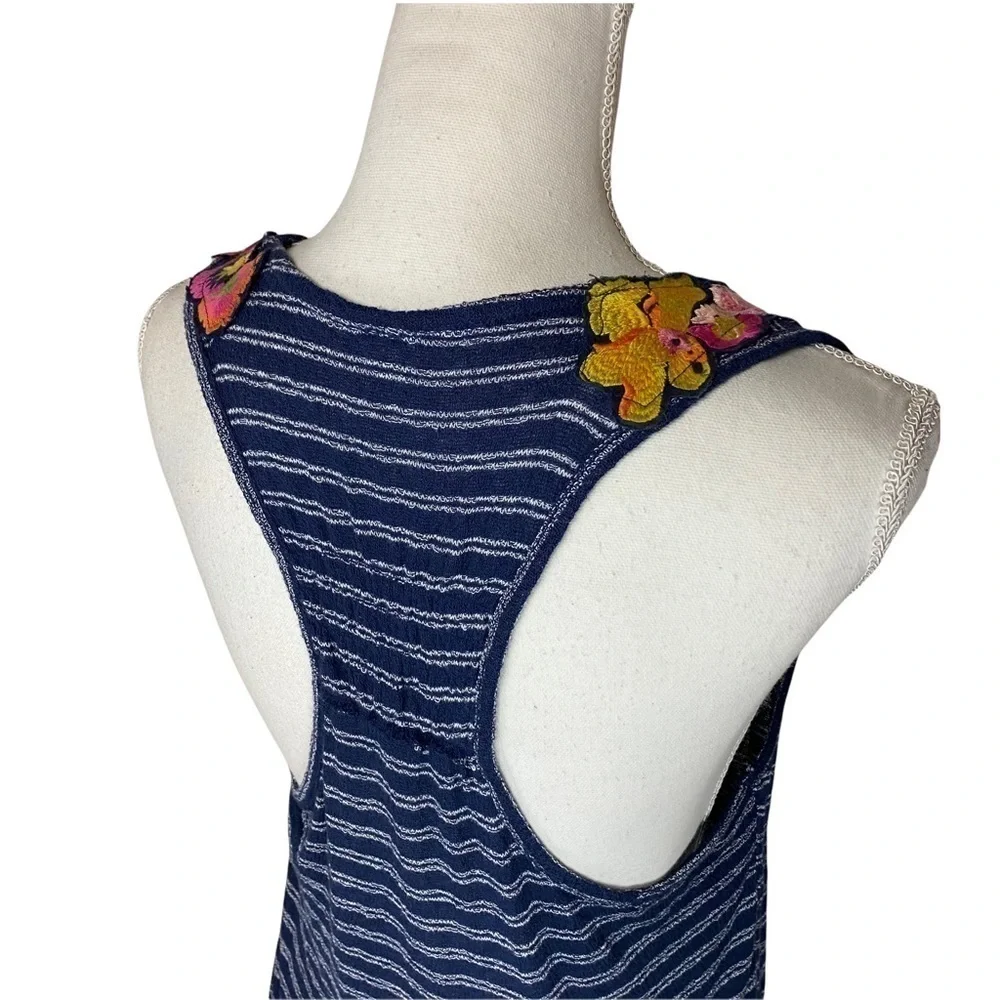 Free People Frida Stripe‎ Embroidered Tank Top XS